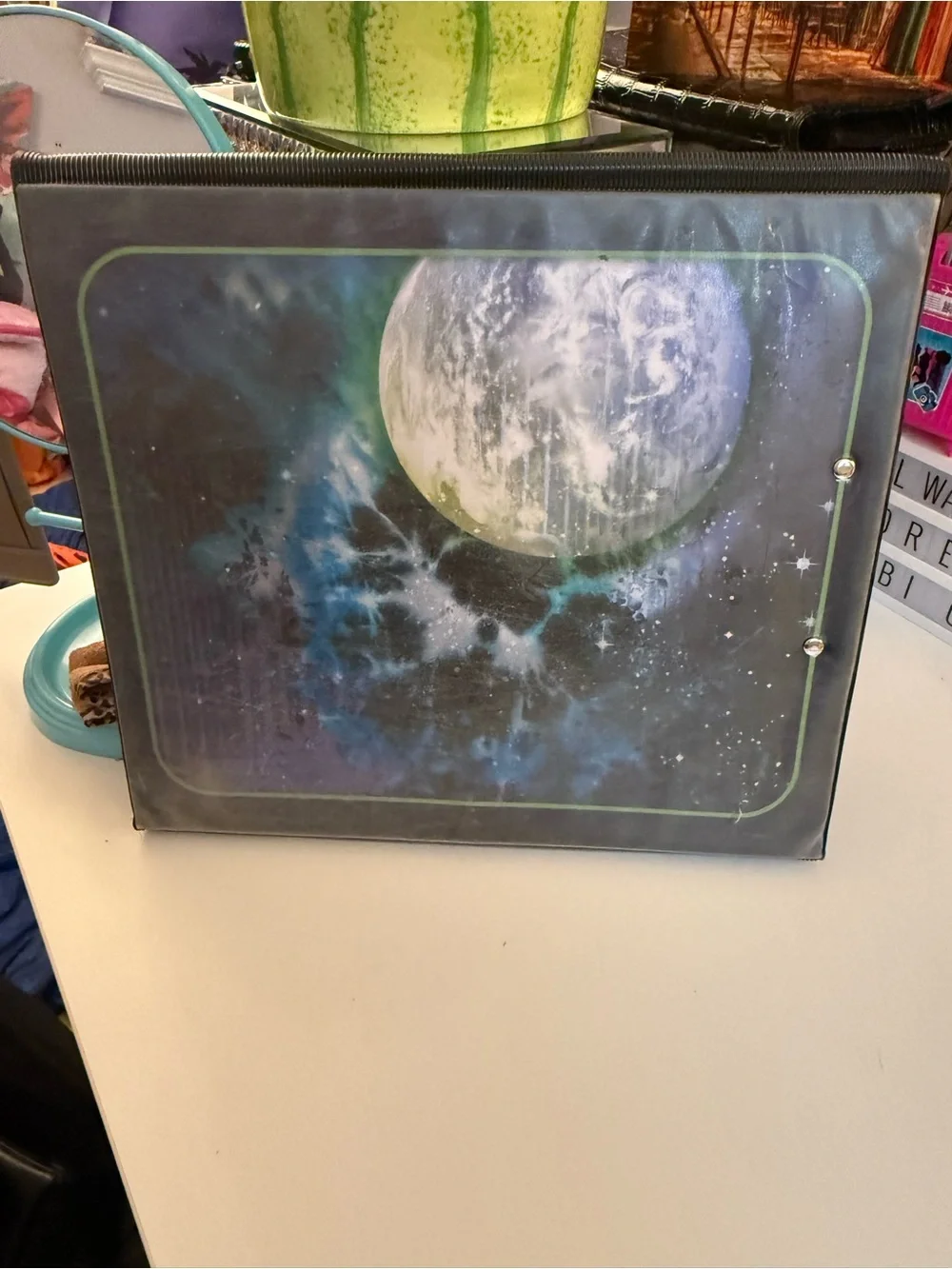 Vintage Trapper Keeper Space Graphic Binder - Blue & Green